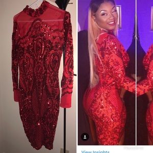 Red sequin dress